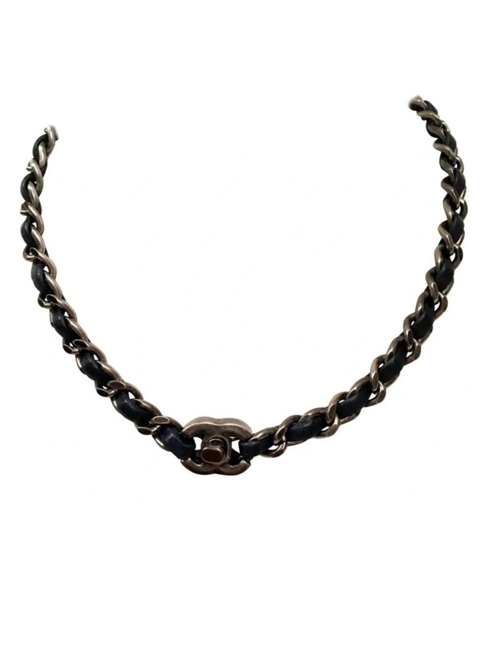 Chanel Gunmetal & Leather Choker
